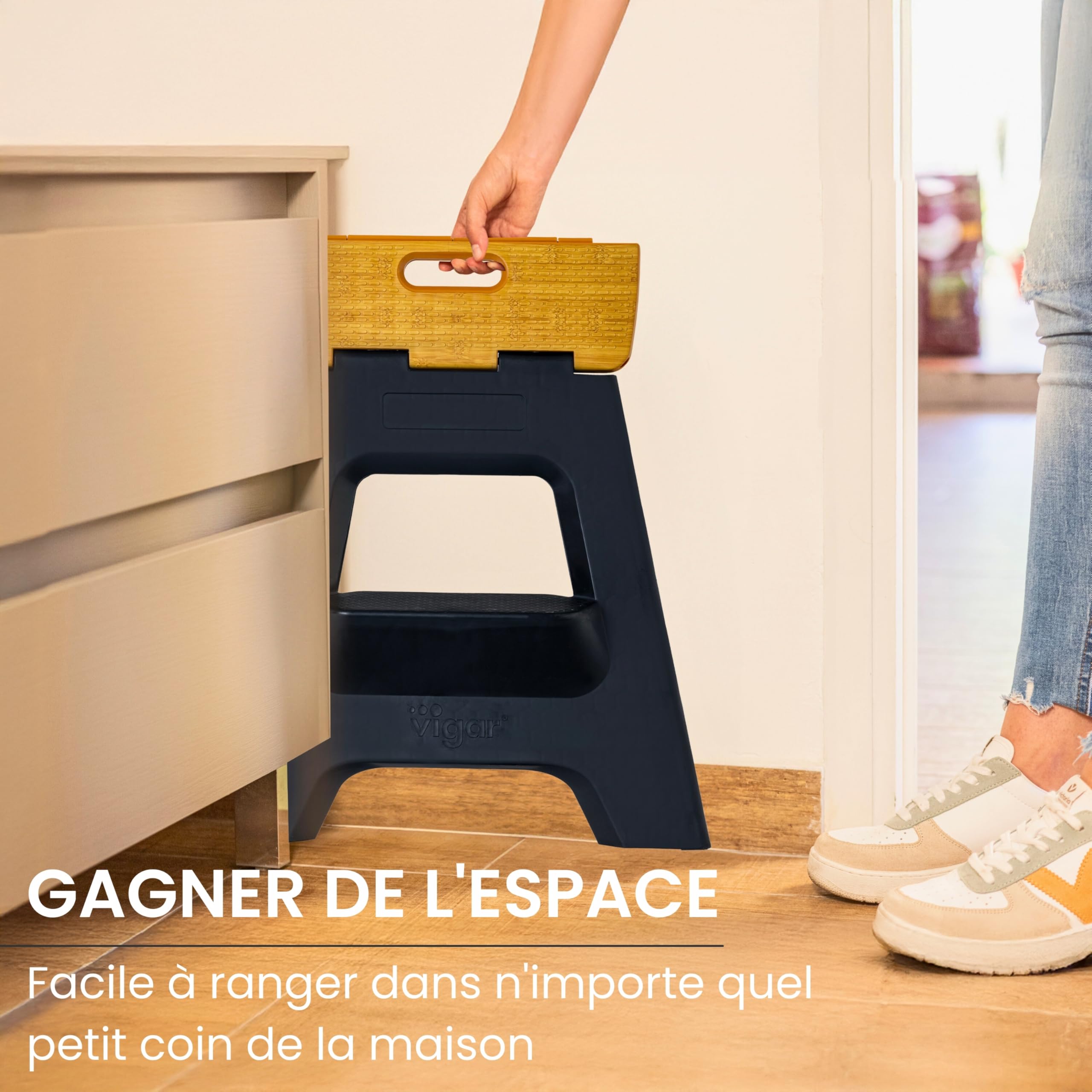 Tabouret Pliant Repose-Pieds Escabeau Plastique Antidérapant - Idéal Salle De Bain Enfants Adultes