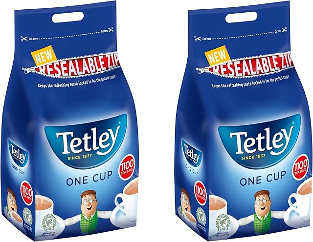 Tetley 1100 One Cup Tea Bags 2.5kg Case of 2, Brown