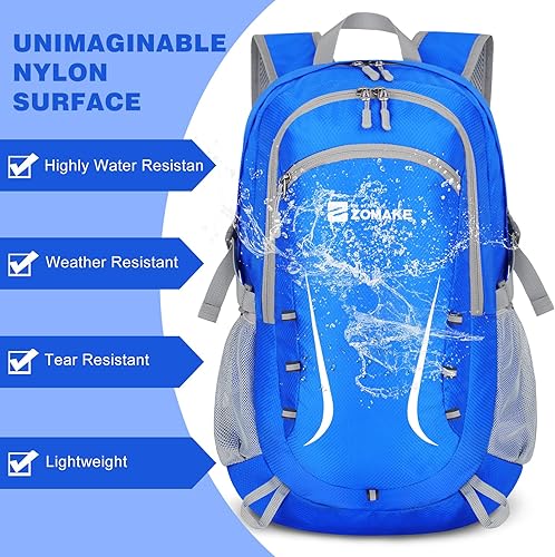 Vista 29 de Zomake - Mochila de senderismo plegable resistente al agua, mochila ligera de 40 litros para viajes, mochila plegable Amarillo,Negro -,Azul