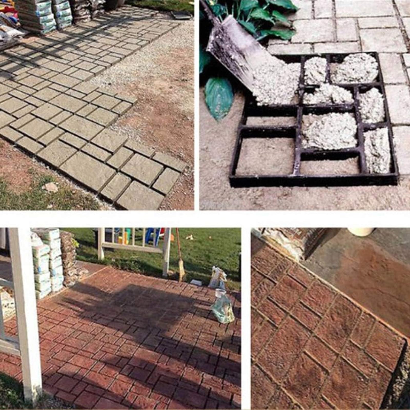 Forma do odlewania betonu, forma do tarasu, wielokrotnego użytku, z tworzywa sztucznego, forma do cegieł cementowych, do podłóg ogrodowych na zewnątrz, 50 x 40 x 3,5 cm