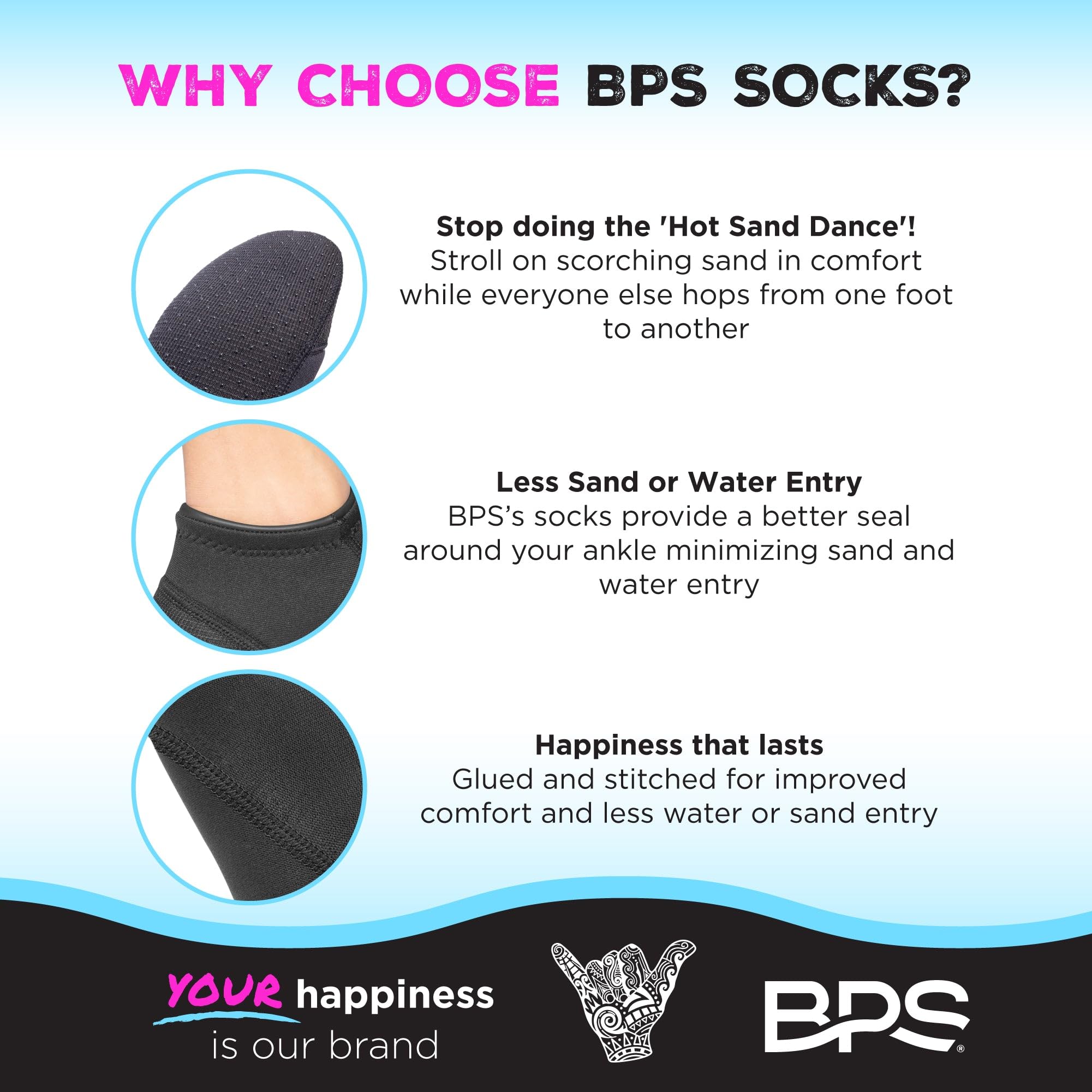 BPS Storm Neoprene Socks (Black/White Logo V2, XS)