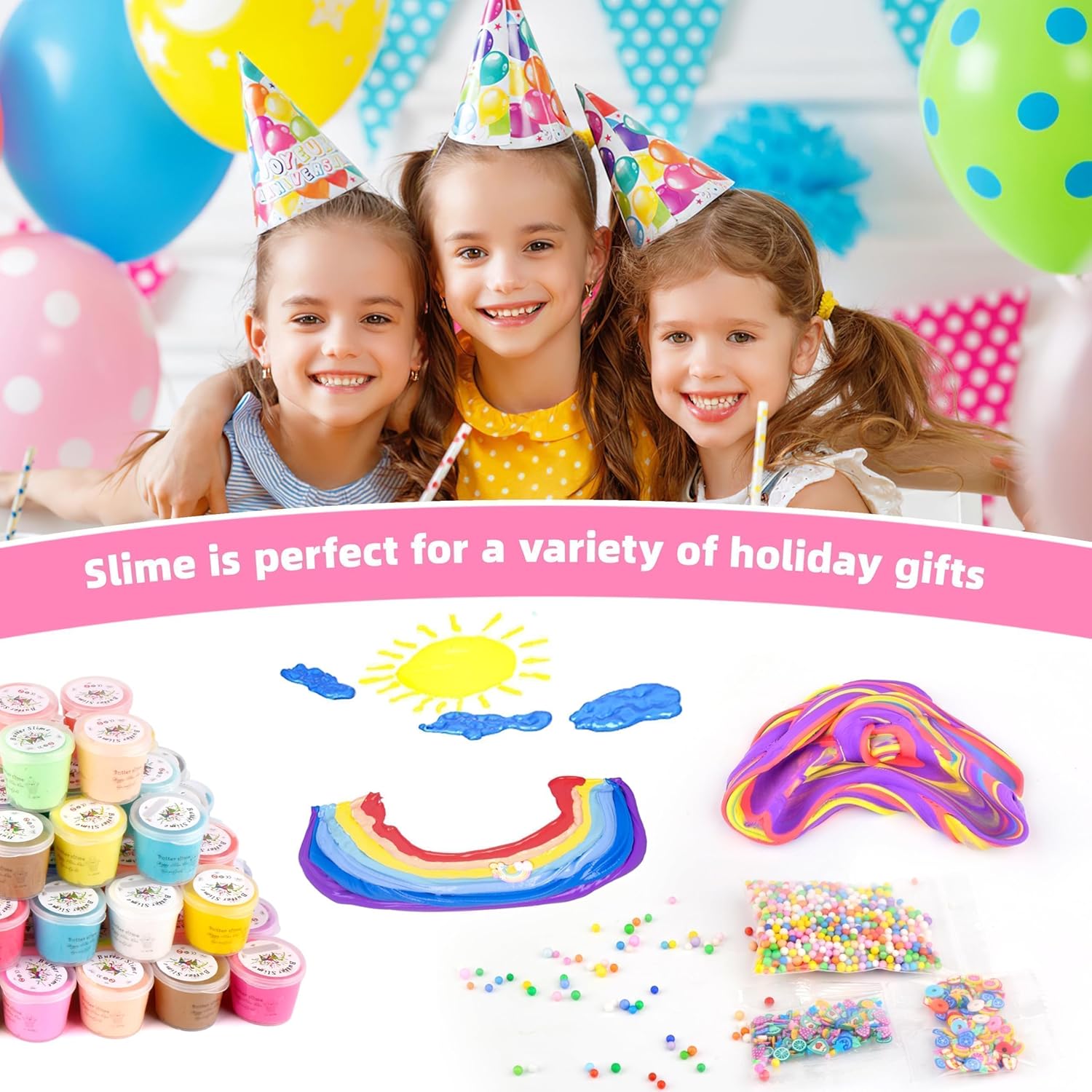 38 Pack Butter Slime Kit, Mini Slime Party Favors for Girls Boys, Soft and Non-Sticky, Goodie Bags Stuffers, Classroom Bulk Slimes, Stocking Fillers & Kids, Colorful Stress Relief Toys 4-12