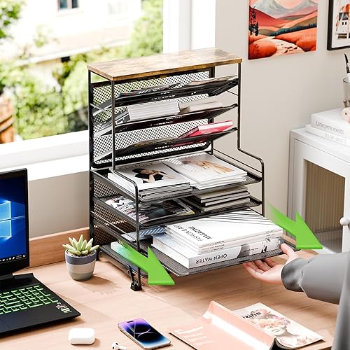 Miniatura 3 de Simple Trending  Organizadores de archivos de escritorio de 8 niveles, juego de 2, bandejas para papel tamaño carta de malla metálica, accesorios