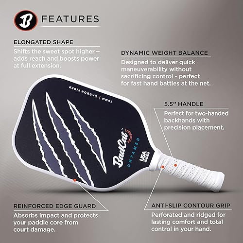 Miniatura 6 de Untamed Paddle Fibra de carbono T700 cruda para un máximo giro, potencia y control Diseño termoformado ligero profesional de 0.630 in Paleta