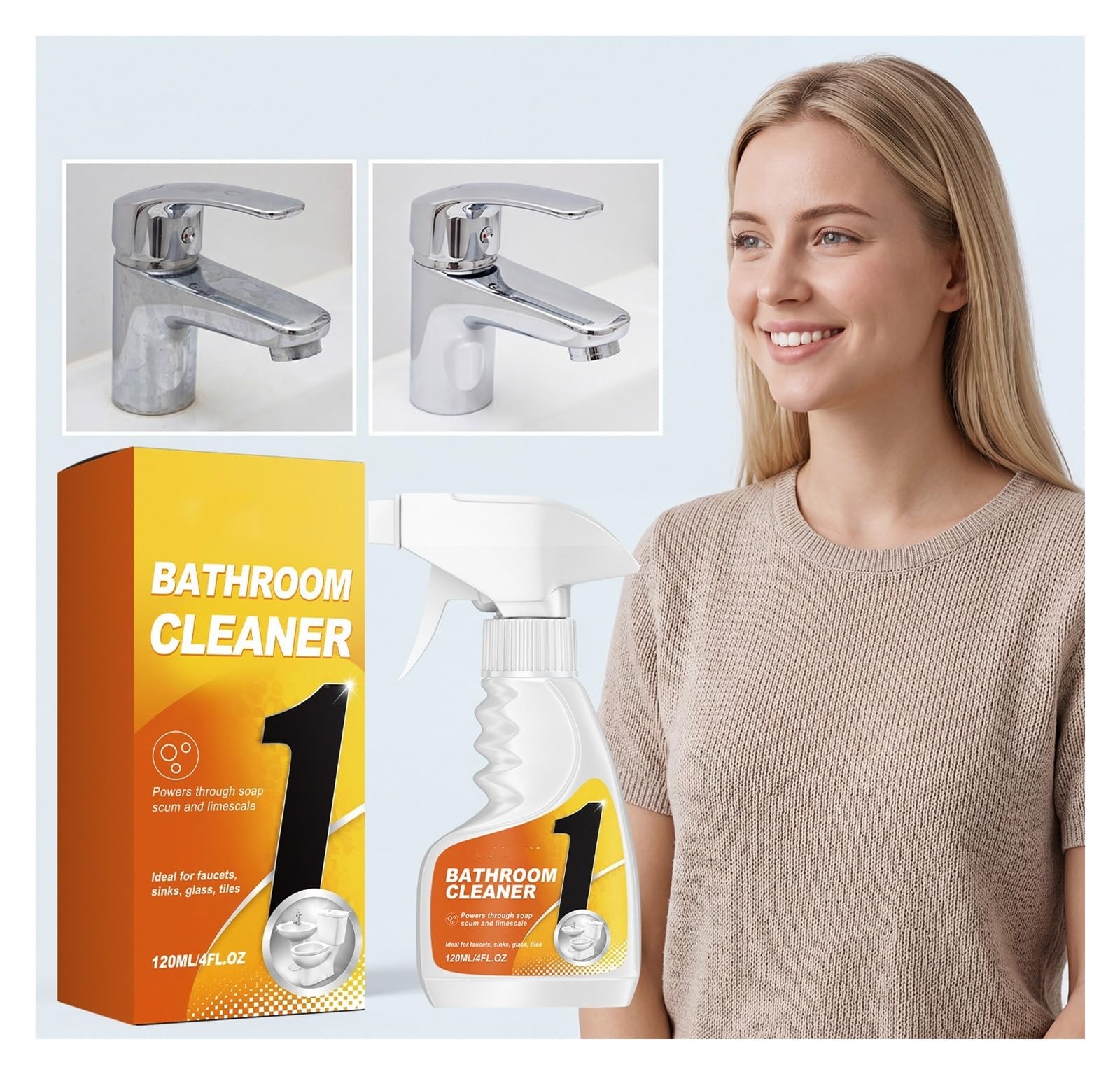 ¡Un artículo imprescindible for el hogar! Limpiador de baño de 120 ml, elimina rápidamente la cal y los restos de jabón y refresca las manchas de azulejos(4pcs)