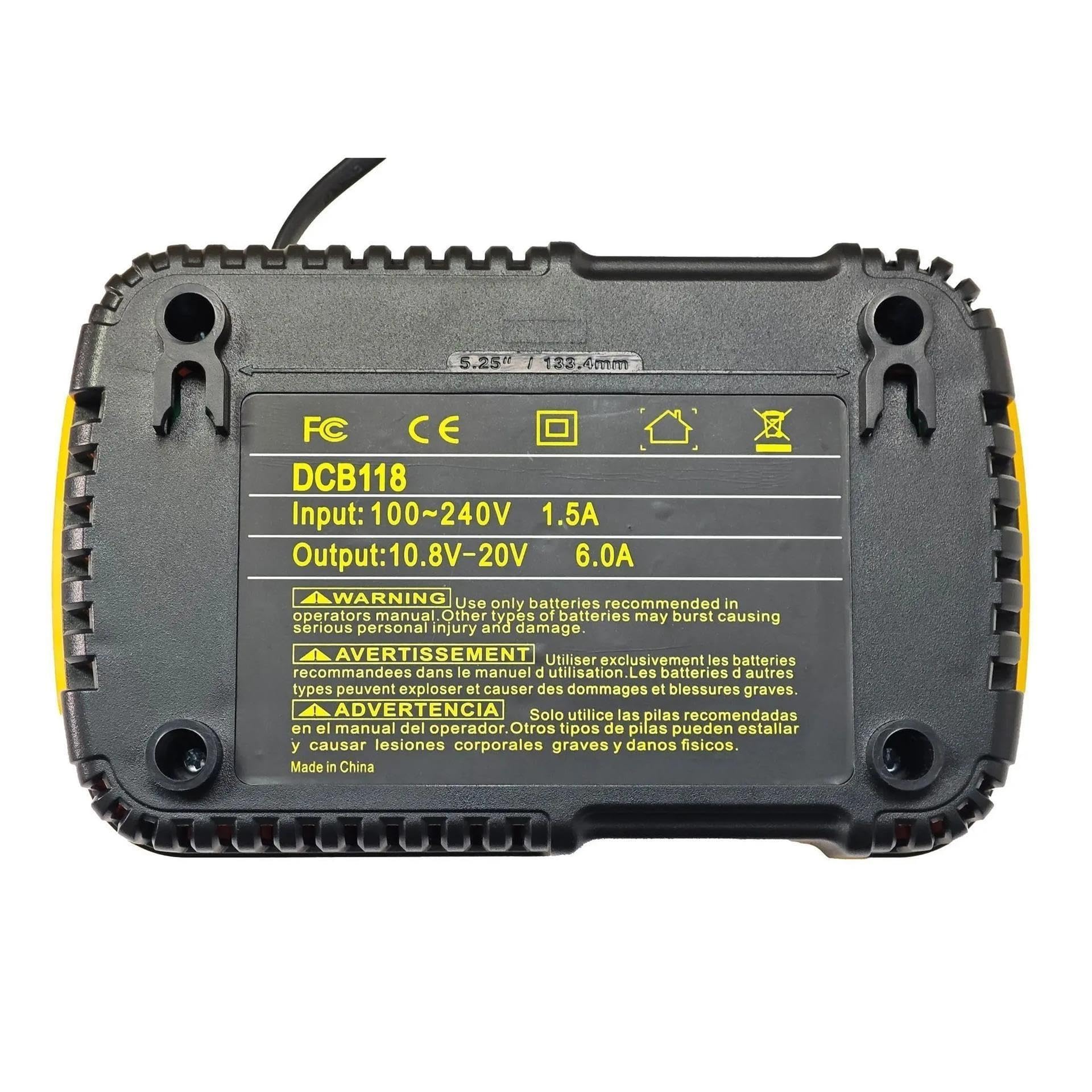 Caricabatteria For Trapano Elettrico, Compatibile Con Dewalt, DCB118 20V 6A | Caricatore Rapido Batteria Al Litio Utensili Elettrici Caricatore Rapido Trapano Elettrico Con Ventola(PSE)