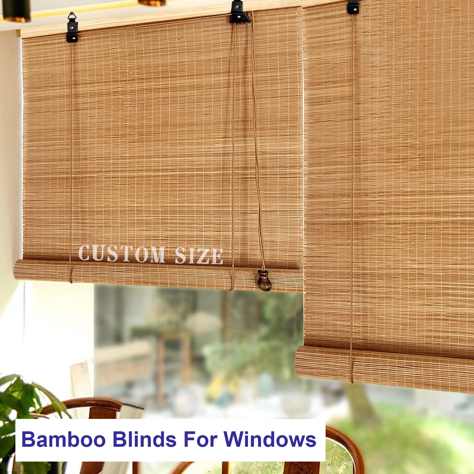 Rideau en Bambou Store Enrouleur - Léger Durable Rideau Exterieur Terrasse, Facile À Nettoyer Facile À Installer, Personnalisable Store Pare Soleil Store Bambou Venitien Rideaux Cuisine