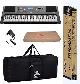 Yamaha PSR-I300 61 Keys Digital Piano Keyboard with Indian Rhythms, Blueberry KB-50 Bag, R-12 Stand, Dust Cover and Adapter Price In India