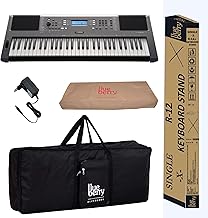 Yamaha PSR-I300 61 Keys Digital Piano Keyboard with Indian Rhythms, Blueberry KB-50 Bag, R-12 Stand, Dust Cover and Adapter