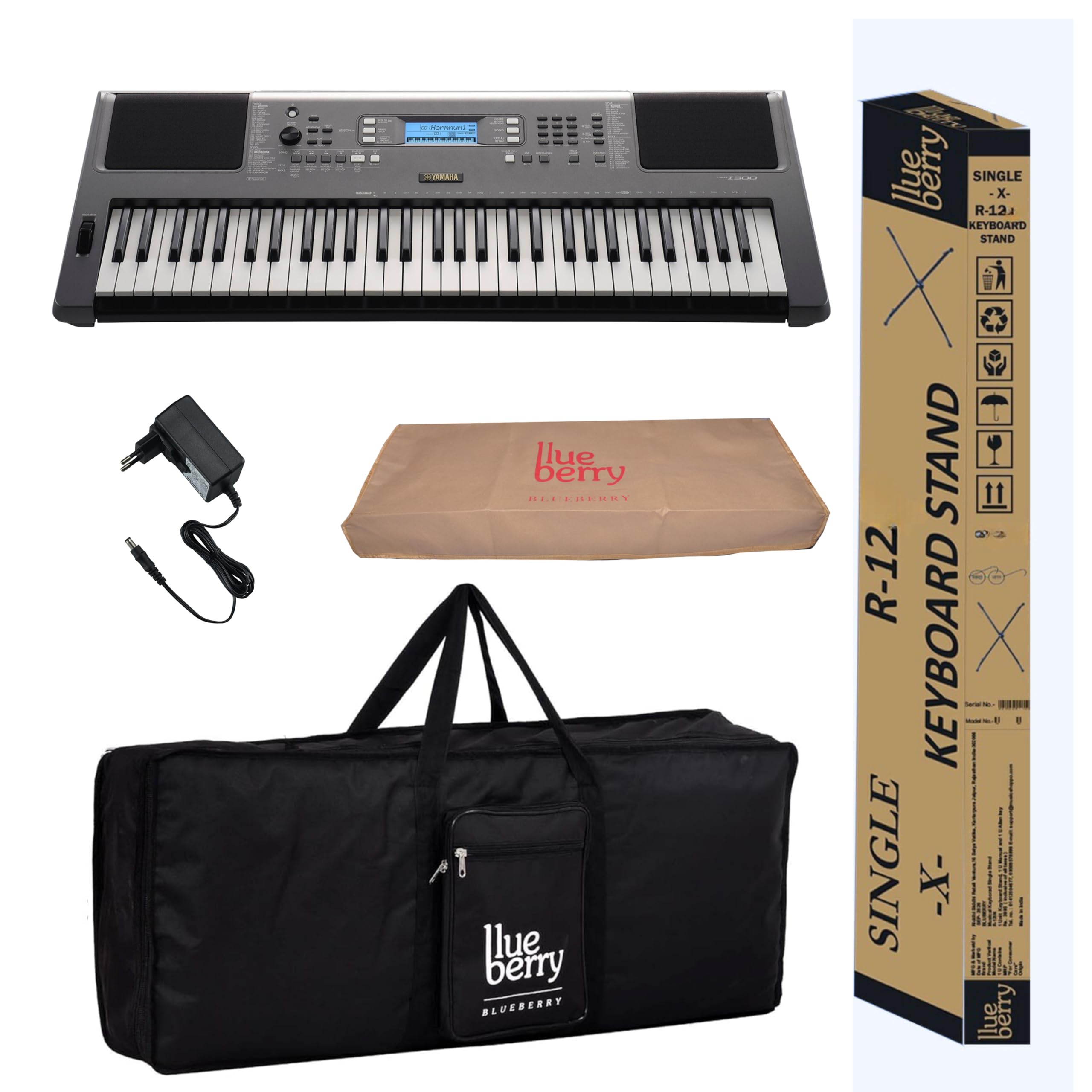 Yamaha PSR-I300 61 Keys Digital Piano Keyboard with Indian Rhythms, Blueberry KB-50 Bag, R-12 Stand, Dust Cover and Adapter-image-19