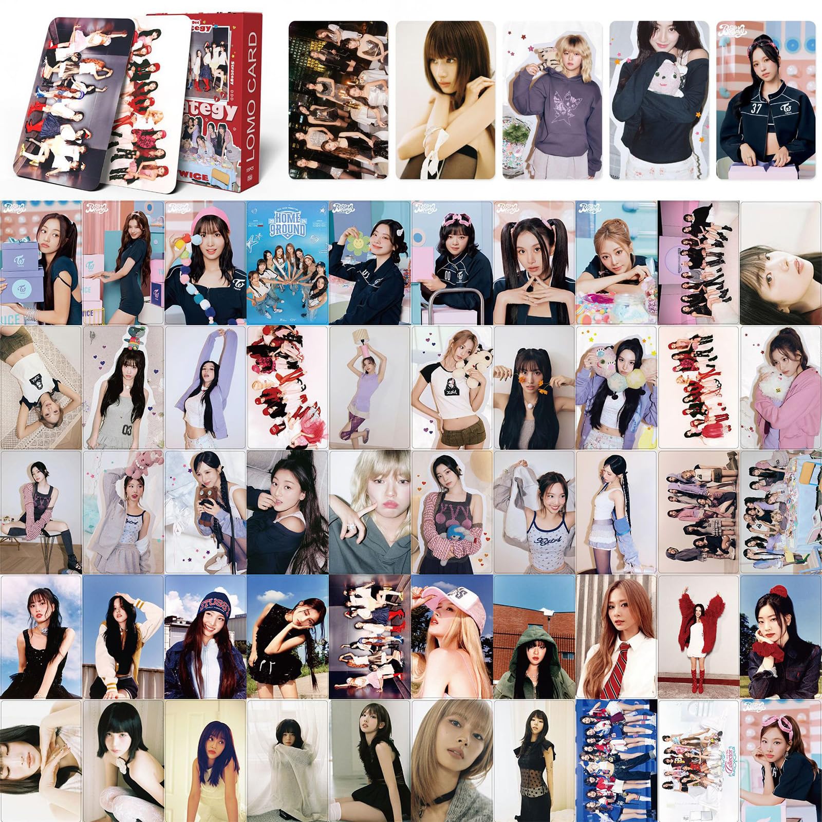 Twice Merch Regalo Set per Twice, Twice Merch con 55 photocard,1 sacca sportiva,9 portachiavi,paio di orecchini,1 bracciale, 1 collana, 2 spille, 12 adesivi