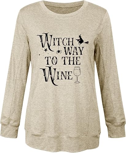 Miniatura 2 de Blusas de talla grande para mujer, 3 camisetas de bruja Way To The Wine, sudadera de bruja de Halloween, vino de Halloween, talla grande