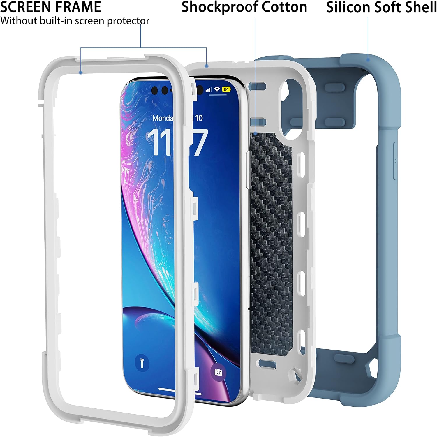 MARKILL Compatible with iPhone XR Case 6.1 Inch with Ring Stand, Heavy-Duty Military Grade Shockproof Phone Cover with Magnetic Car Mount for iPhone XR 6.1. (Blue)