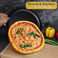 Vista 5 de E-far Juego de 2 sartenes para pizza de 12 pulgadas, bandeja antiadherente para tartas de pizza, bandeja redonda de metal para horno, núcleo