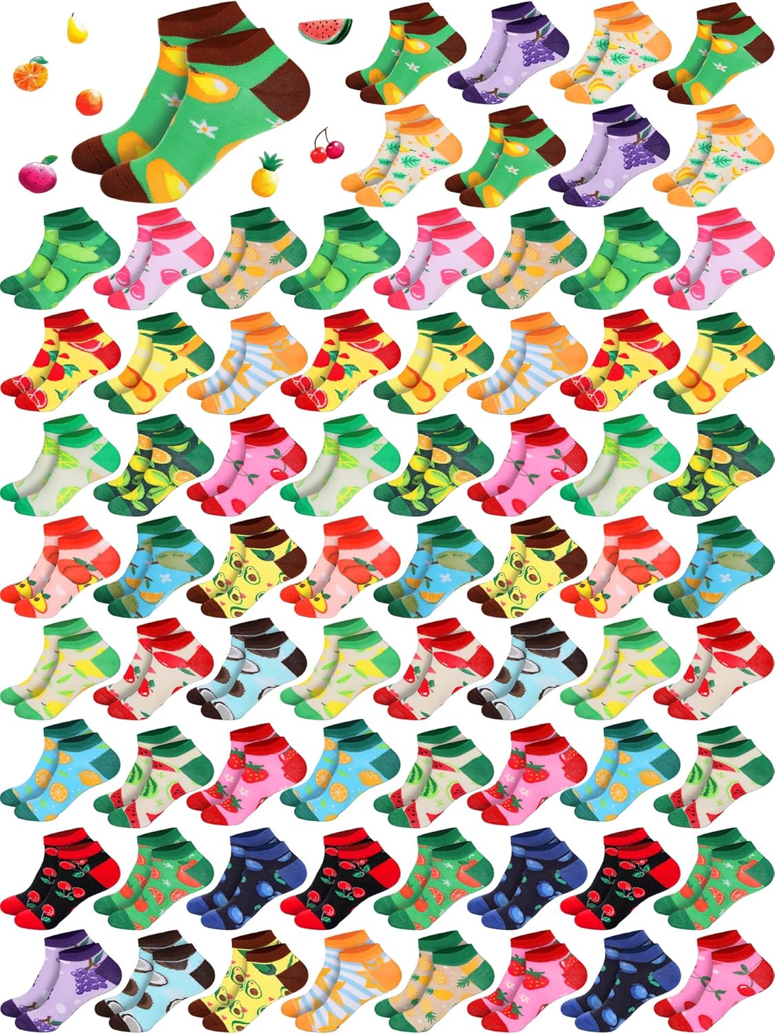 JenPen Fruit Ankle Socks Bulks Fun Low Cut No Show Colorful Socks for Women Ladies Fruit Lover Gift
