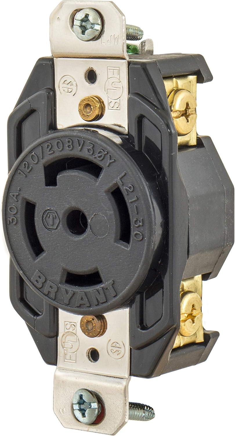 Bryant Electric 72130FR Locking Devices Receptacle, Electrical Outlet, Black