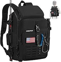 Piscifun Fishing Tackle Backpack with Rod & Gear Holder, Lightweight Fishing Tackle Storage Bag with Protective Rain Cover