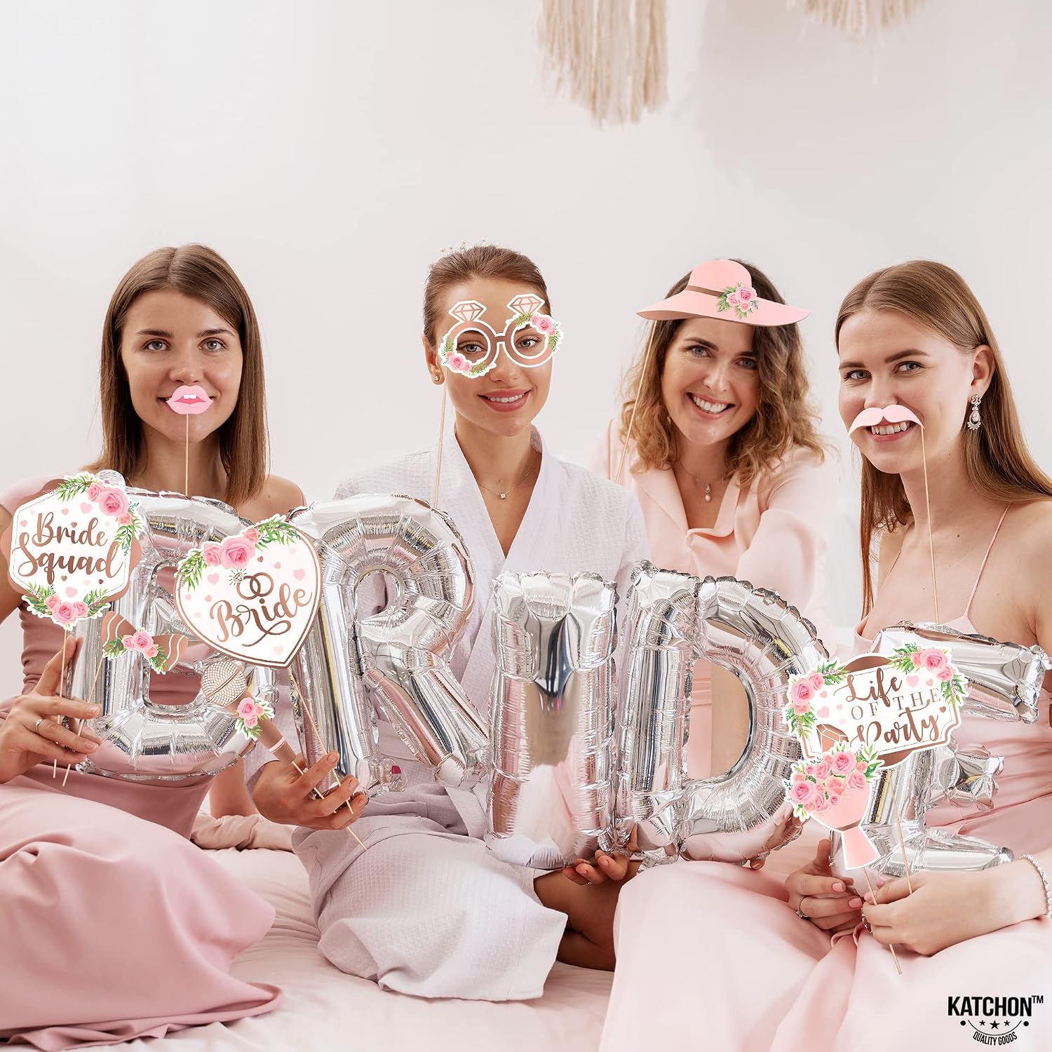 KatchOn, Rose Gold Bachelorette Photo Booth Props Kit - Pack of 35 | Fun & Cute Bridal Shower Props for Pictures