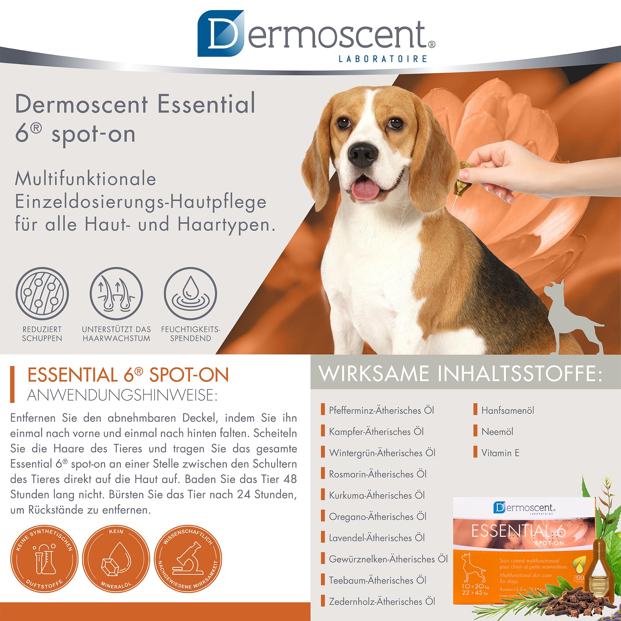 Innovative Hautpflegelösung für Hunde und kleine Haustiere | Feuchtigkeitsspendend, glänzend, kontrolliert Haarausfall, reduziert Gerüche und schützt mit natürlichen Inhaltsstoffen | 10-20 kg