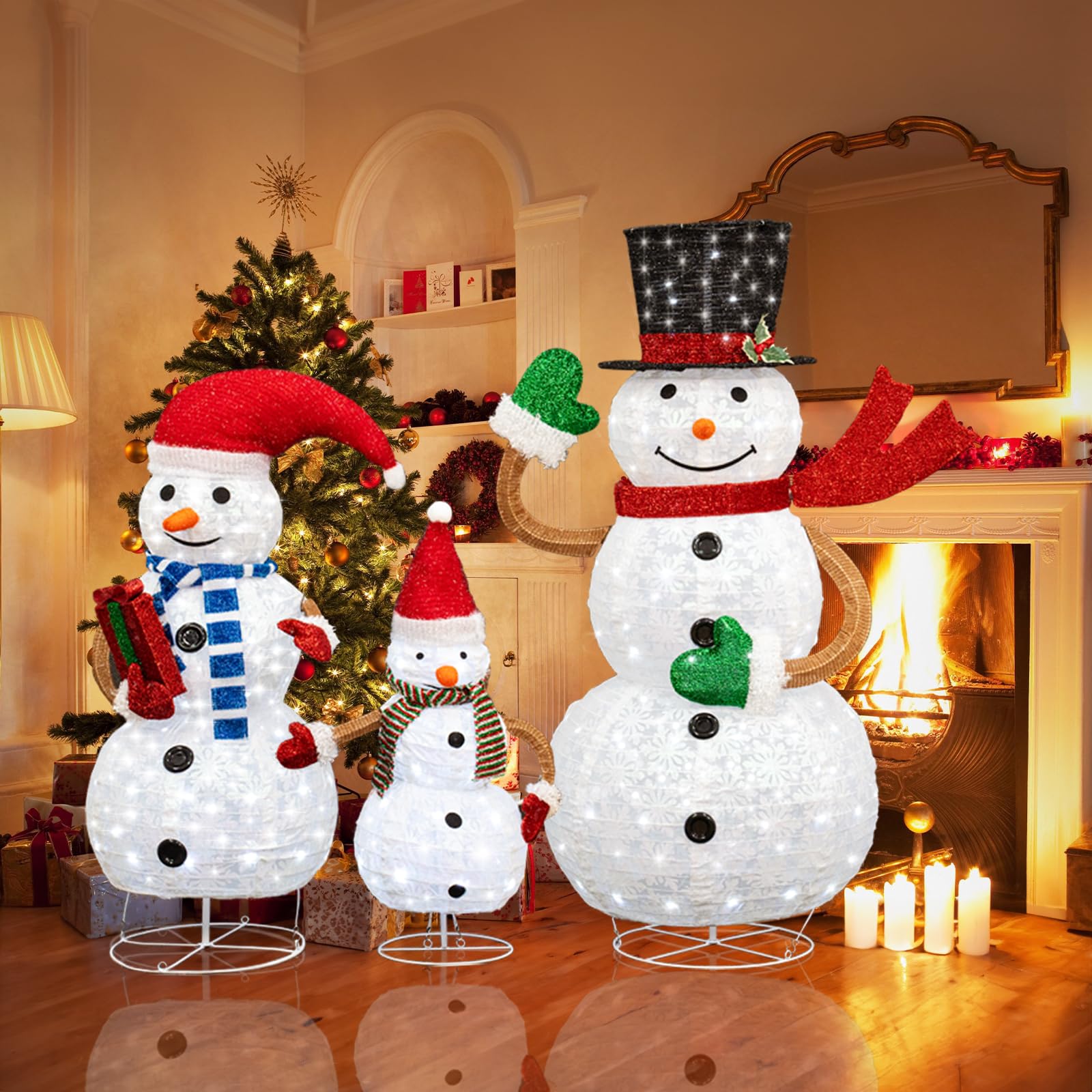 Amazon.com: Hmlinktt 3 Piece Snowman Family Decorations, Christmas