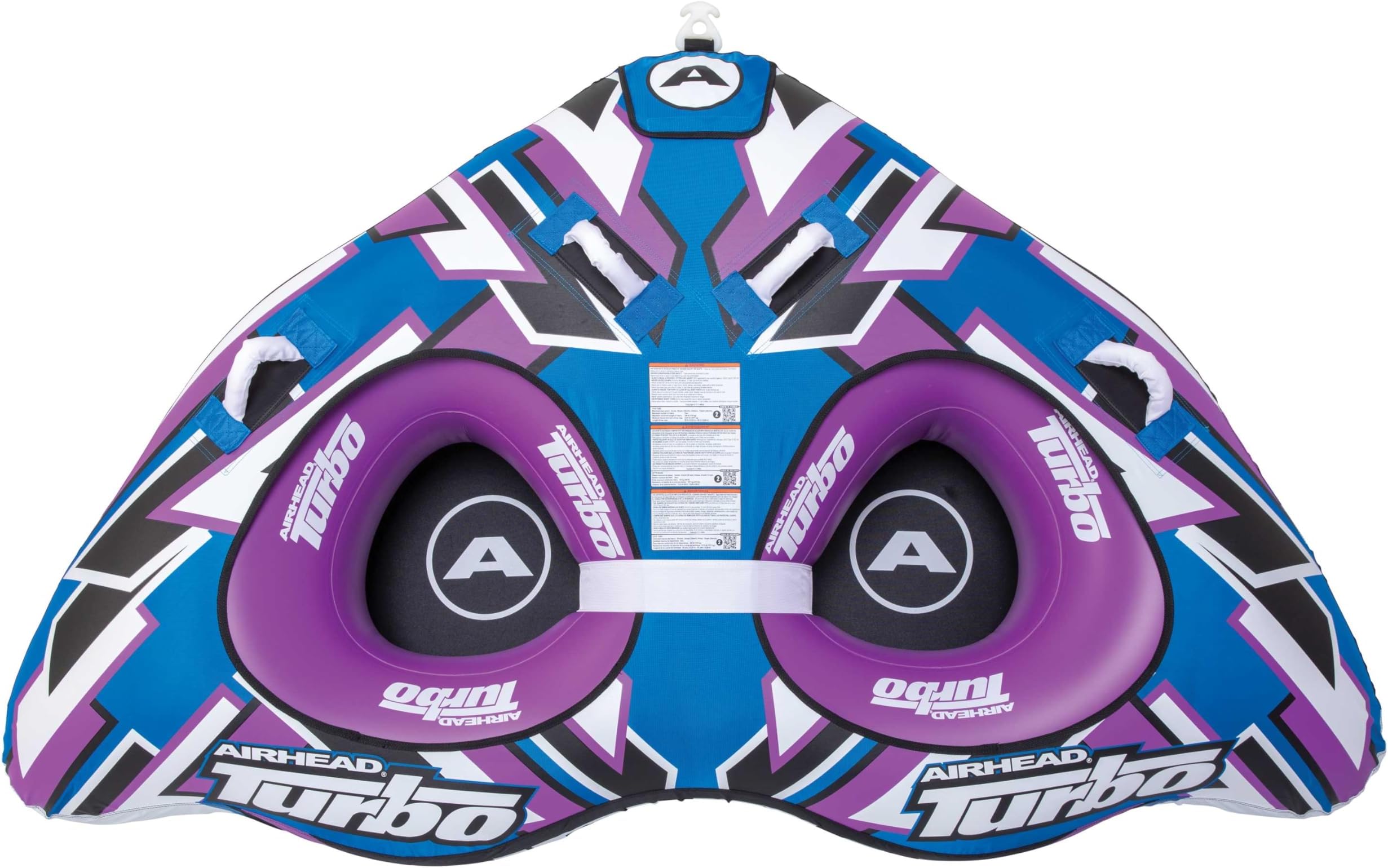 Turbo Blast Towable Tube for Boating, 1-2 Rider Inflatable Boat Tube for Water Tubing, Low Profile Design for Speed, Cushioned Handles for Stability, Kwik-Connect, Speed Safety Valve