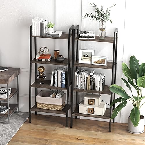 Miniatura 8 de Giantex Estantería industrial de 4 niveles, estantería de escalera con marco de metal, kits antivuelcos, almohadillas ajustables para los pies,