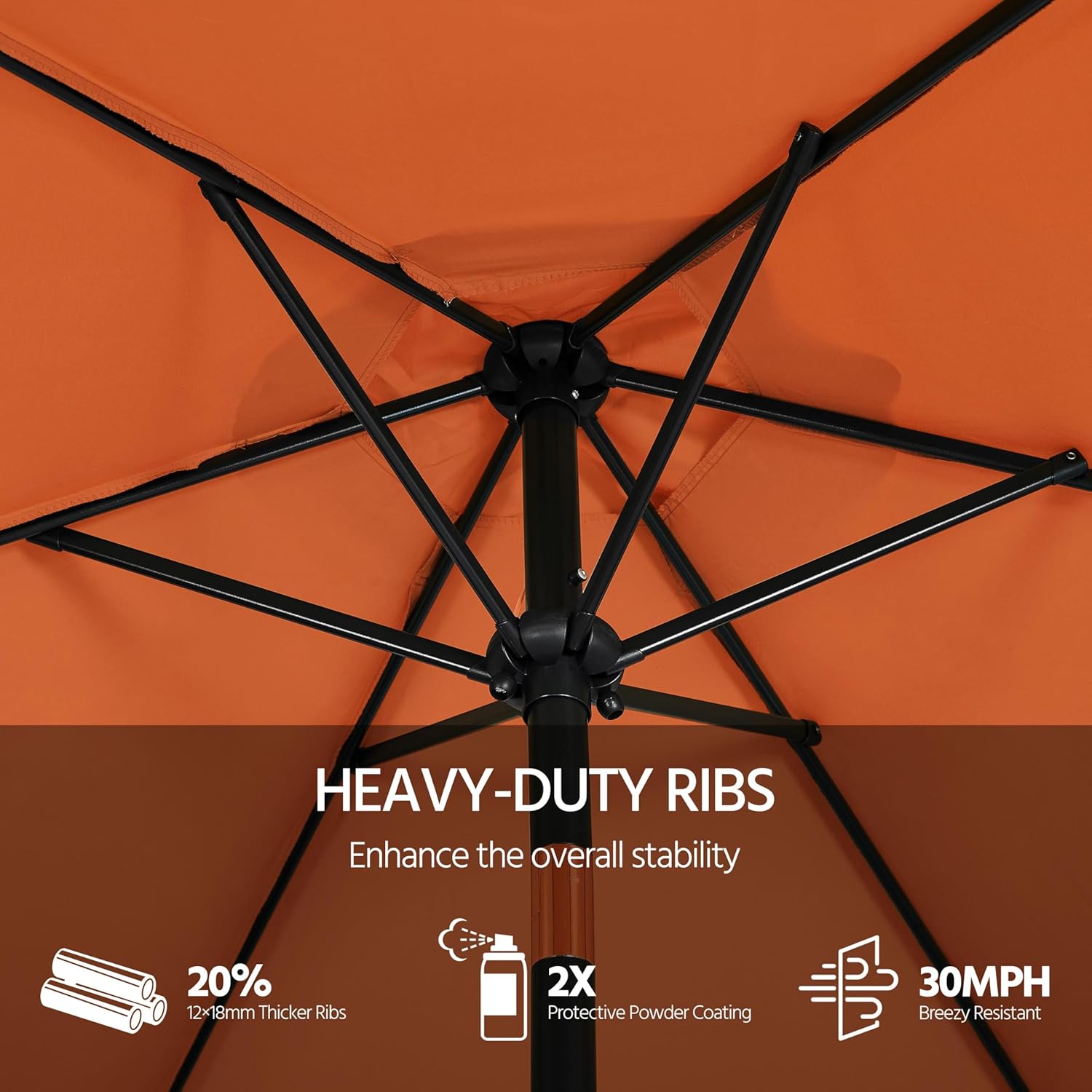 Yaheetech 9FT Patio Umbrella Outdoor with Heavy Duty Base Included,Table Umbrella with Push Button Tilt and Crank, UV Protection Waterproof for Yard/Outdoor/Wedding Parties and Events - Orange