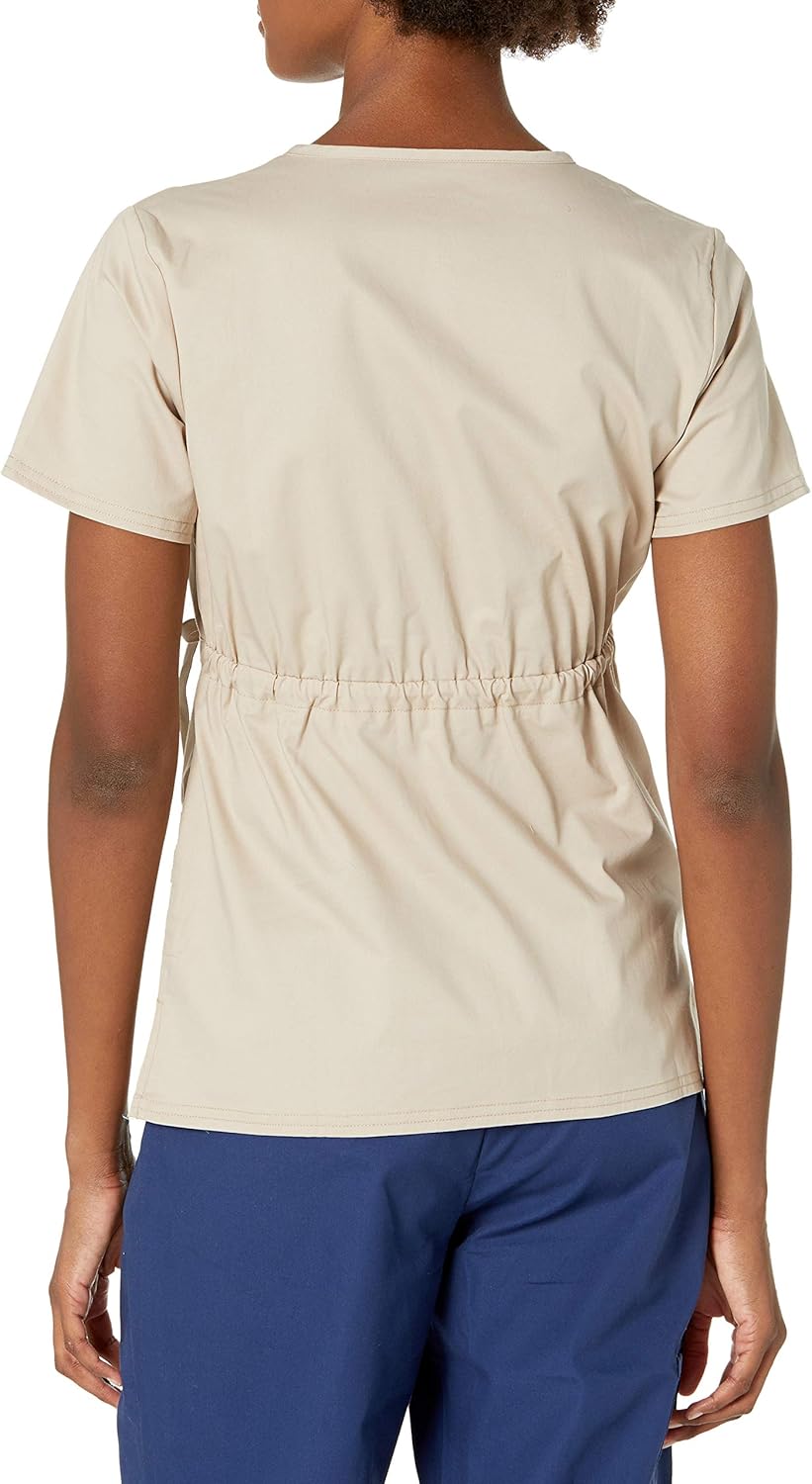 Get Cheap Price Cherokee Women's Workwear Scrubs Core Stretch Gathered Front Mock Wrap Top, Khaki, X-Small Super Brands Cherokee Women's Workwear Scrubs Core Stretch Gathered Front Mock Wrap Top, Khaki, X-Small