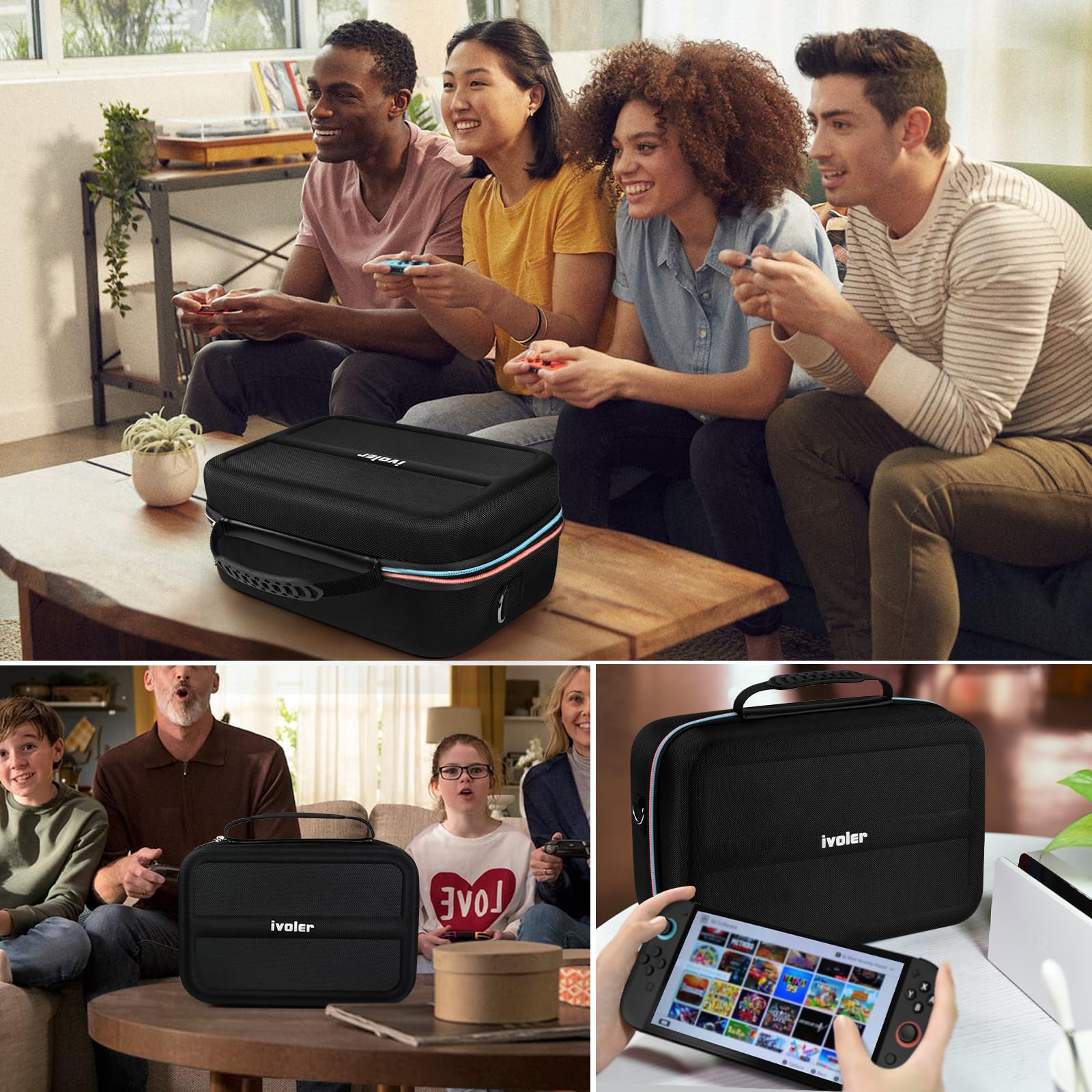 ivoler Carrying Storage All in One Case for Nintendo Switch 2 (2025),Portable Travel All Protective Hard Messenger Bag Soft Lining 20 Games for Switch 2 Console Pro Controller Accessories Black - Nintendo Switch 2 - Very Good - Used Accessory - Image 8