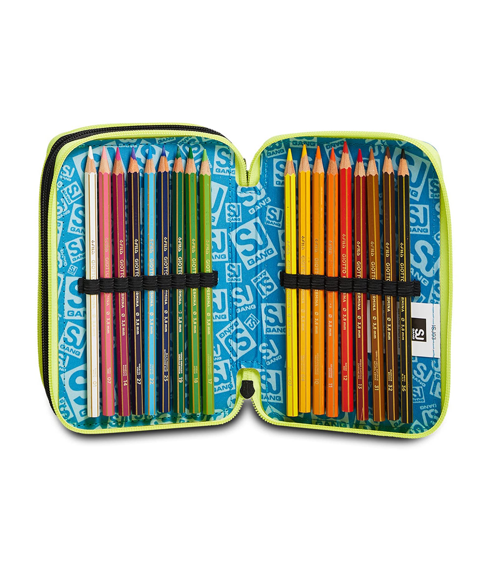 Astuccio Scuola SJ 3 Scomparti - Gamingled Boy Bambino - Completo di Matite, Pennarelli - Azzurro, Verde