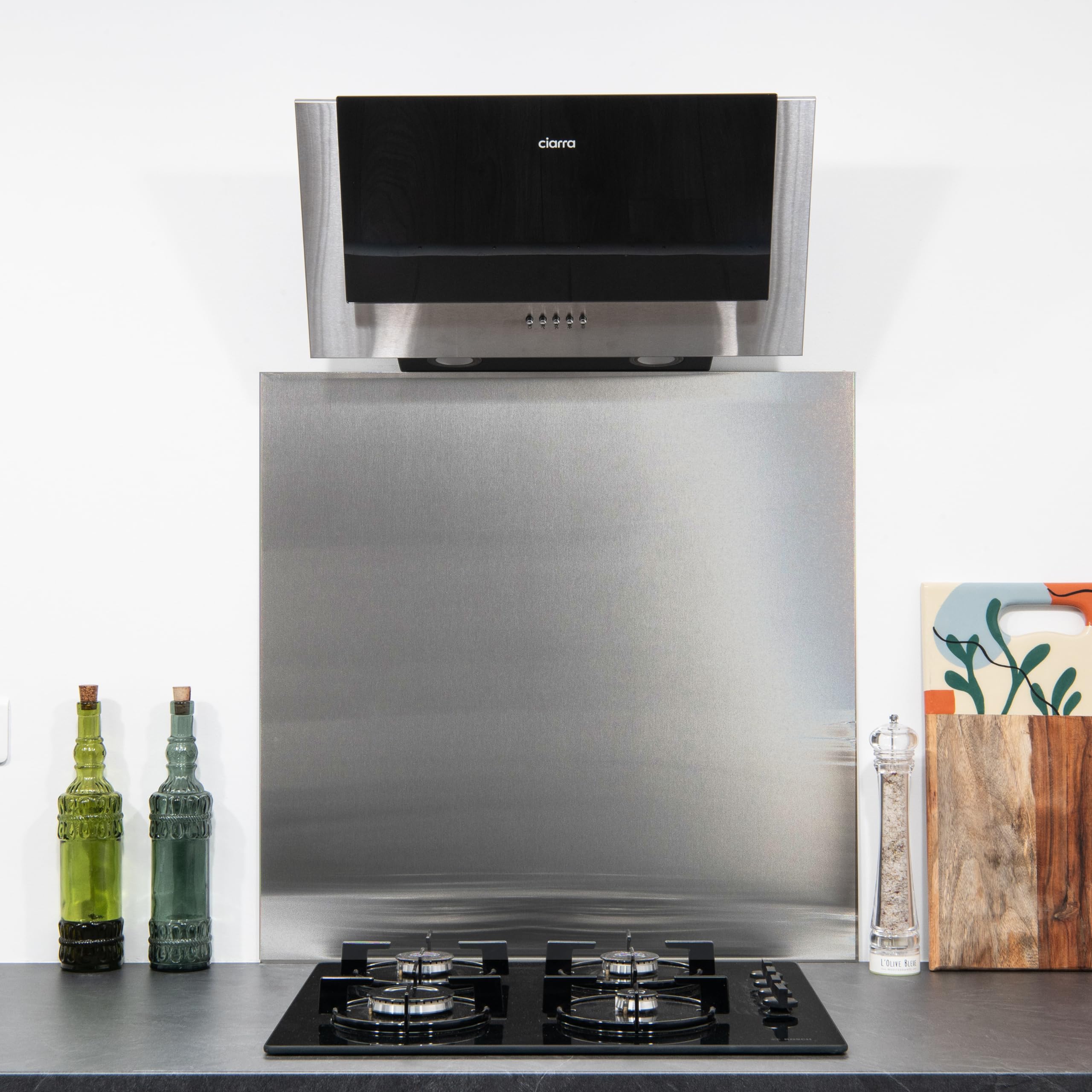 Fond de hotte/Crédence INOX brossé- 7 Tailles - Hauteur 75 cm x (Longueur 100 cm)