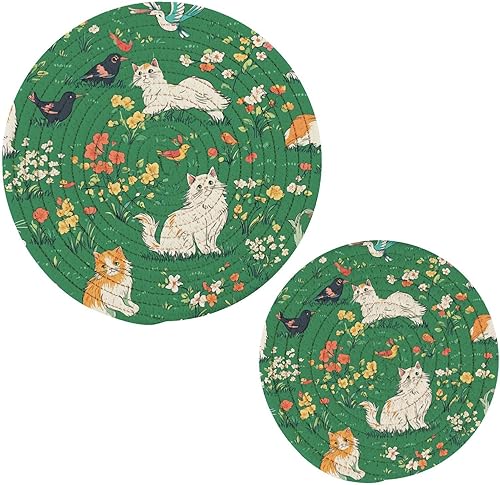 Miniatura 250 de Trivets for Hot Dishes Pots and Pans 2 PC Pot Holders Heat Resistant Cotton Round Potholders for Kitchen Countertop Decorative Autumn Maple Leaves