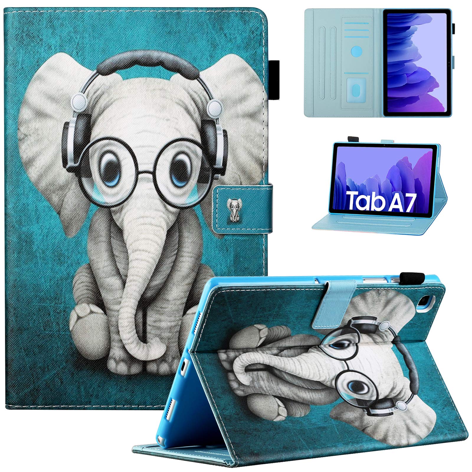Fancity Samsung Galaxy Tab A7 10.4 2020 Case, Samsung Tab A7 Case, Protective Stand Case with Auto Sleep/Wake for Galaxy Tab A7 10.4" 2020 Tablet (Model -T500/T505/T507), Music Elephant