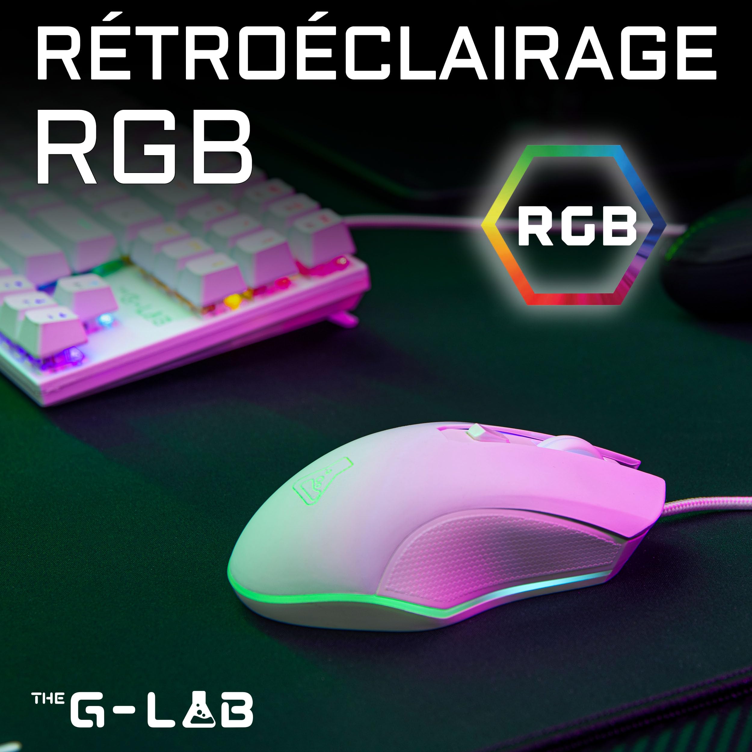 Tastiera Meccanica Da Gioco Combinata Tkl + Mouse - The G-Lab - Combo Mercury W - Bianca