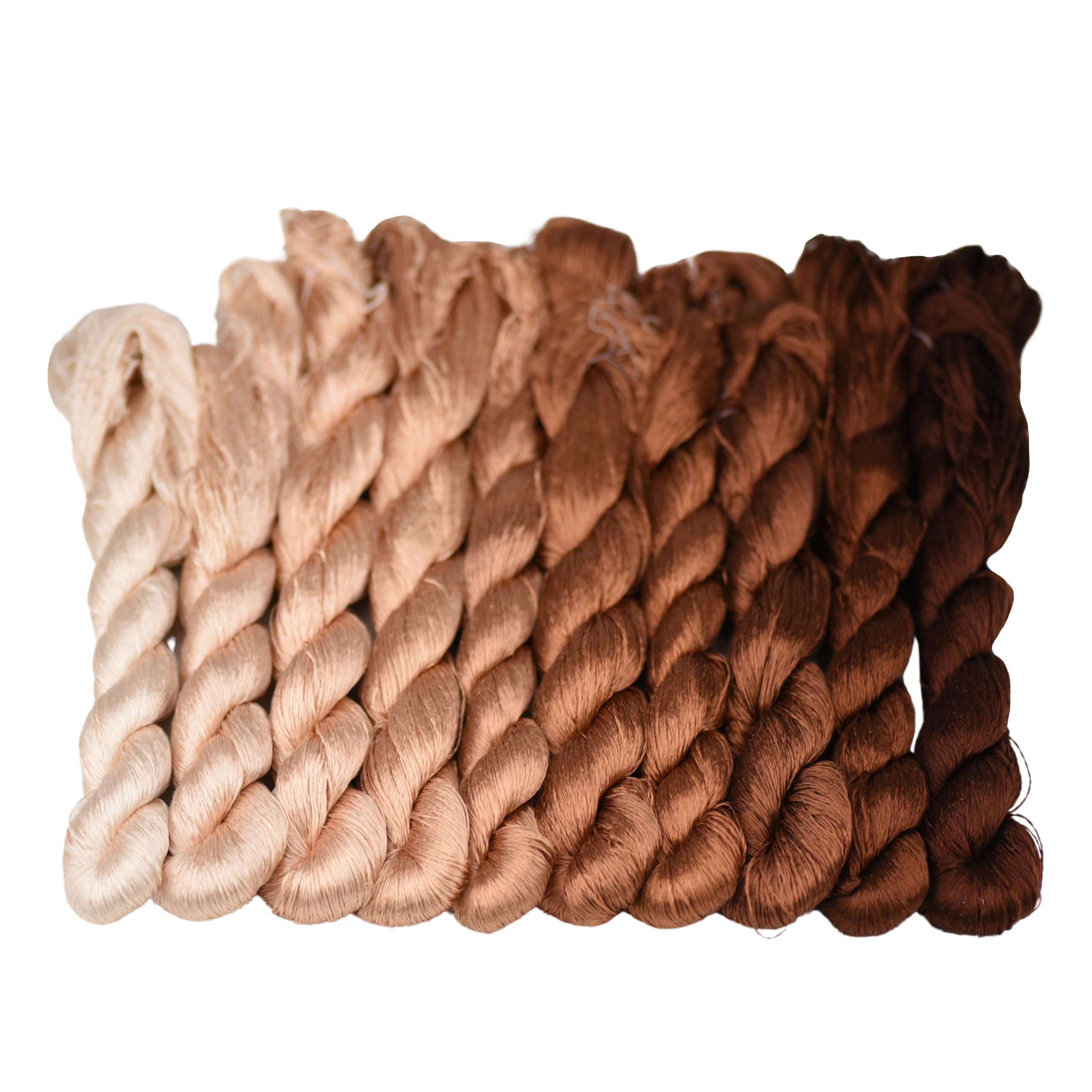 MINGGUXIUYI Natural 100% Silk Thread, Handmade Embroidery Thread, Silk Embroidery Thread 1100 Metres, 10 Colors (111)
