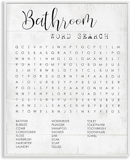 Bathroom Word Search Family Fun, 11 x 14 Inch Framed Giclée Print | Stupell Industries · By Lil' Rue · Ready to hang · Fun gift for bathroom decor · Made in USA