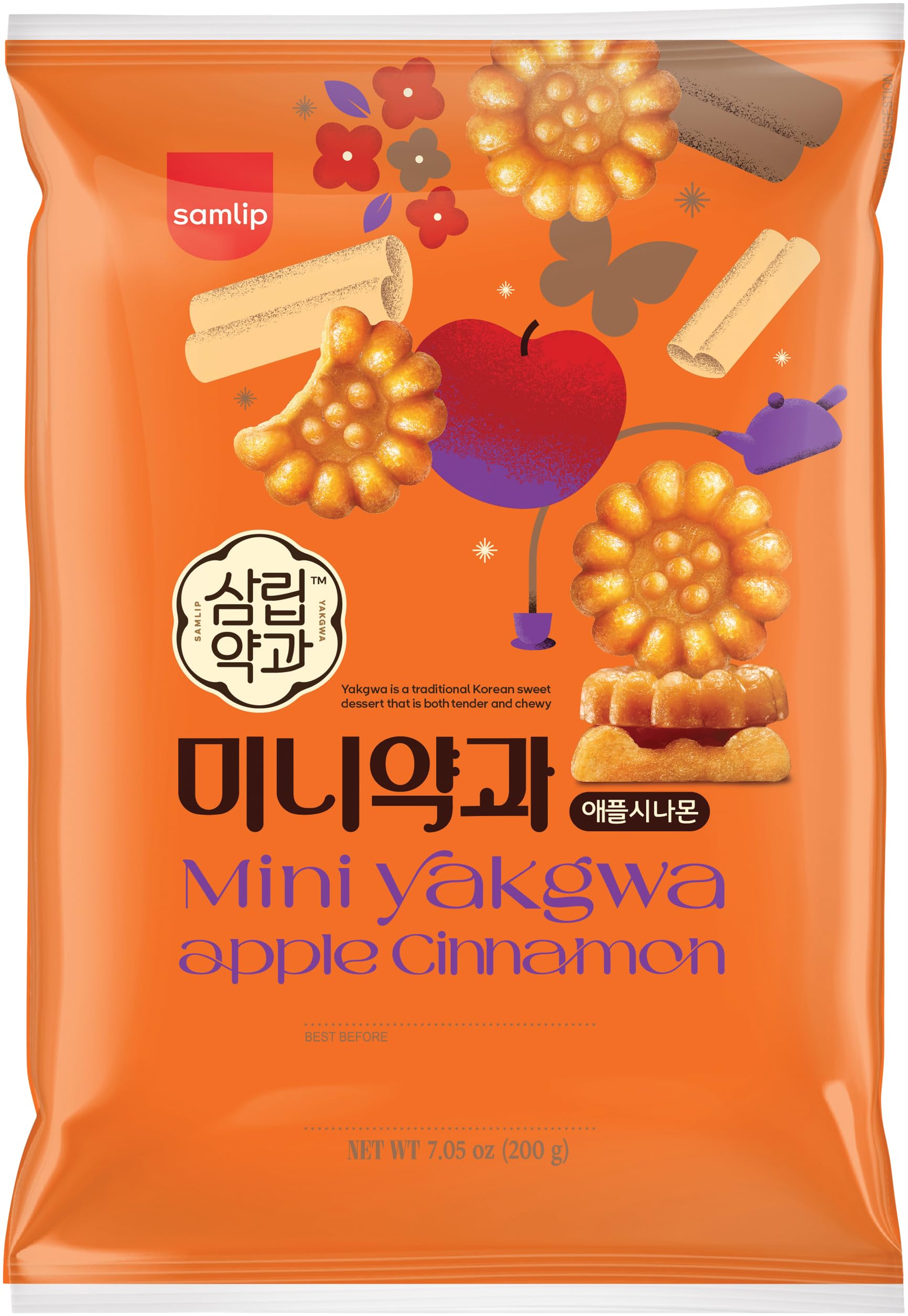 SAMLIP Pastelito dulce al estilo coreano, con sabor a manzana y canela - 1 x 200 g