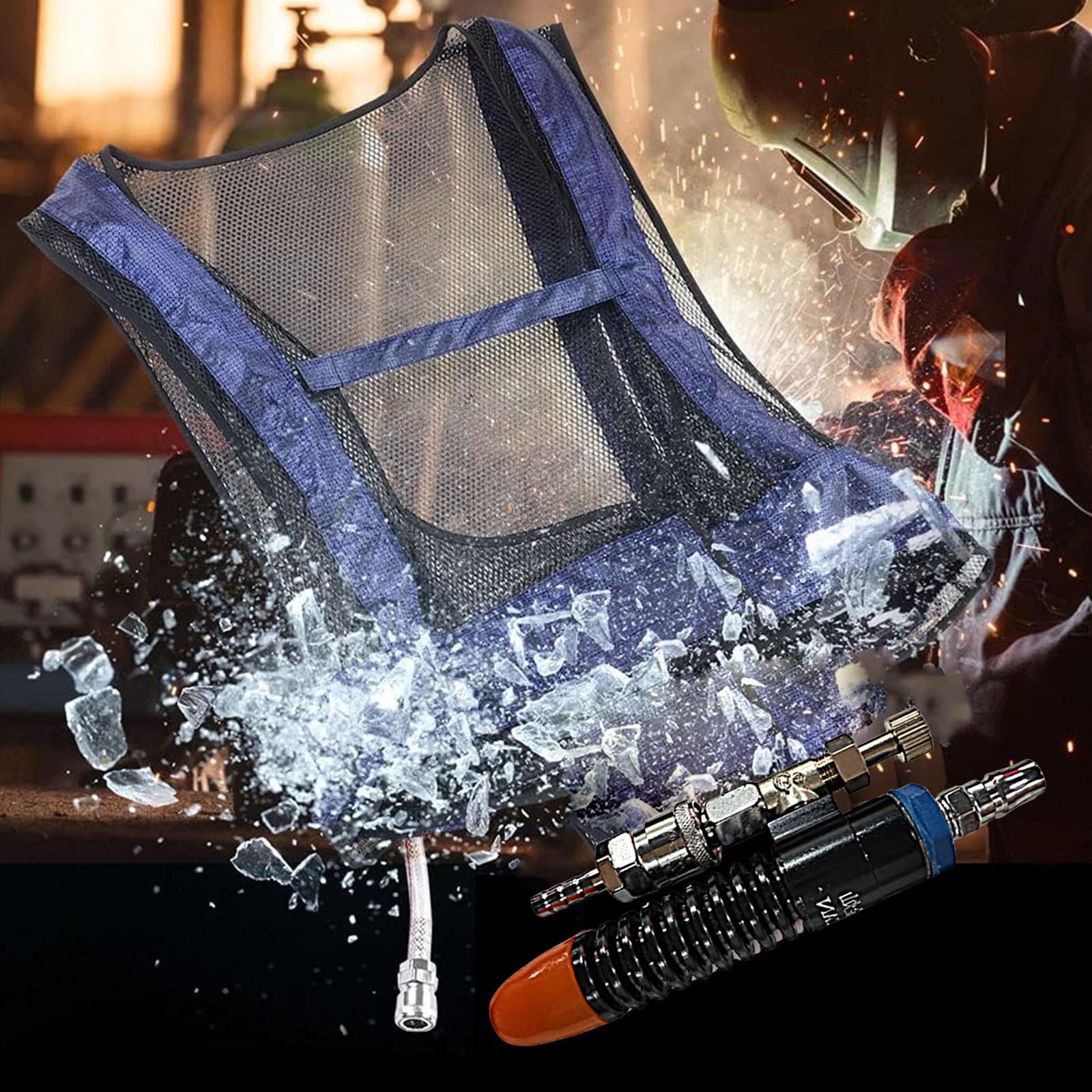Accessoires de refroidissement à air comprimé en acier soudé pour la sécurité industrielle sur le chantier, équipement léger résistant à la chaleur, gilet pour systèmes de pression d'air de soudage
