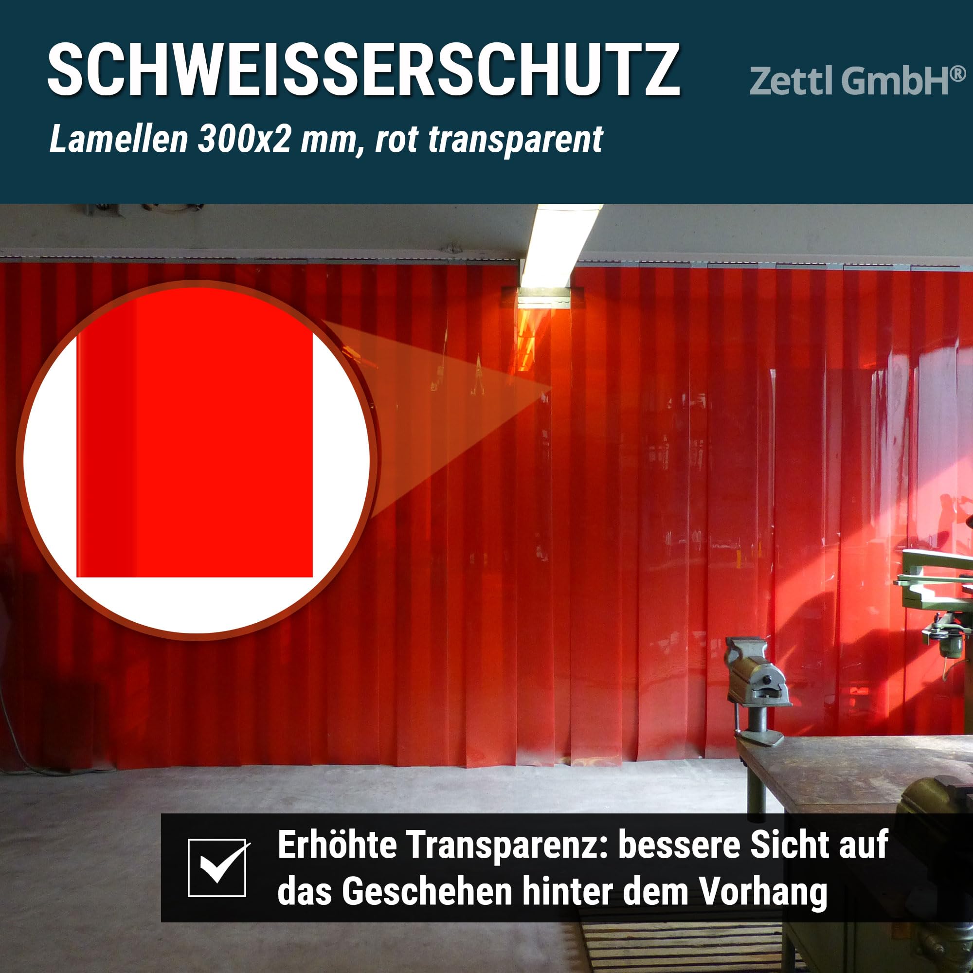 Zettl GmbH rideau lanières PVC soudage, ISO 25980, HxL: 4,00x2,25m