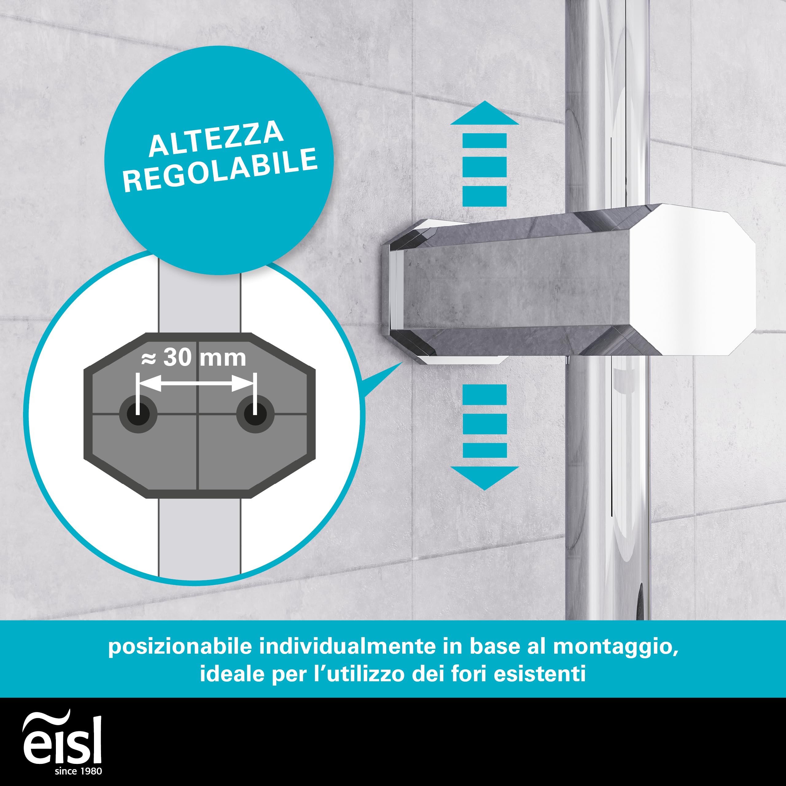 EISL EASY FRESH DX12006 Set doccia senza rubinetto colonna doccia pioggia grande doccetta cromato