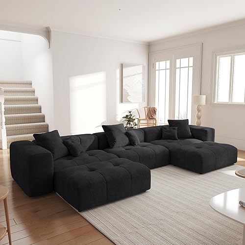 Miniatura 10 de JACH - Sofás seccional modular en forma de V para sala de estar, sofá nube moderno, sofá modular moderno de mediados de siglo, sofá cama acogedor