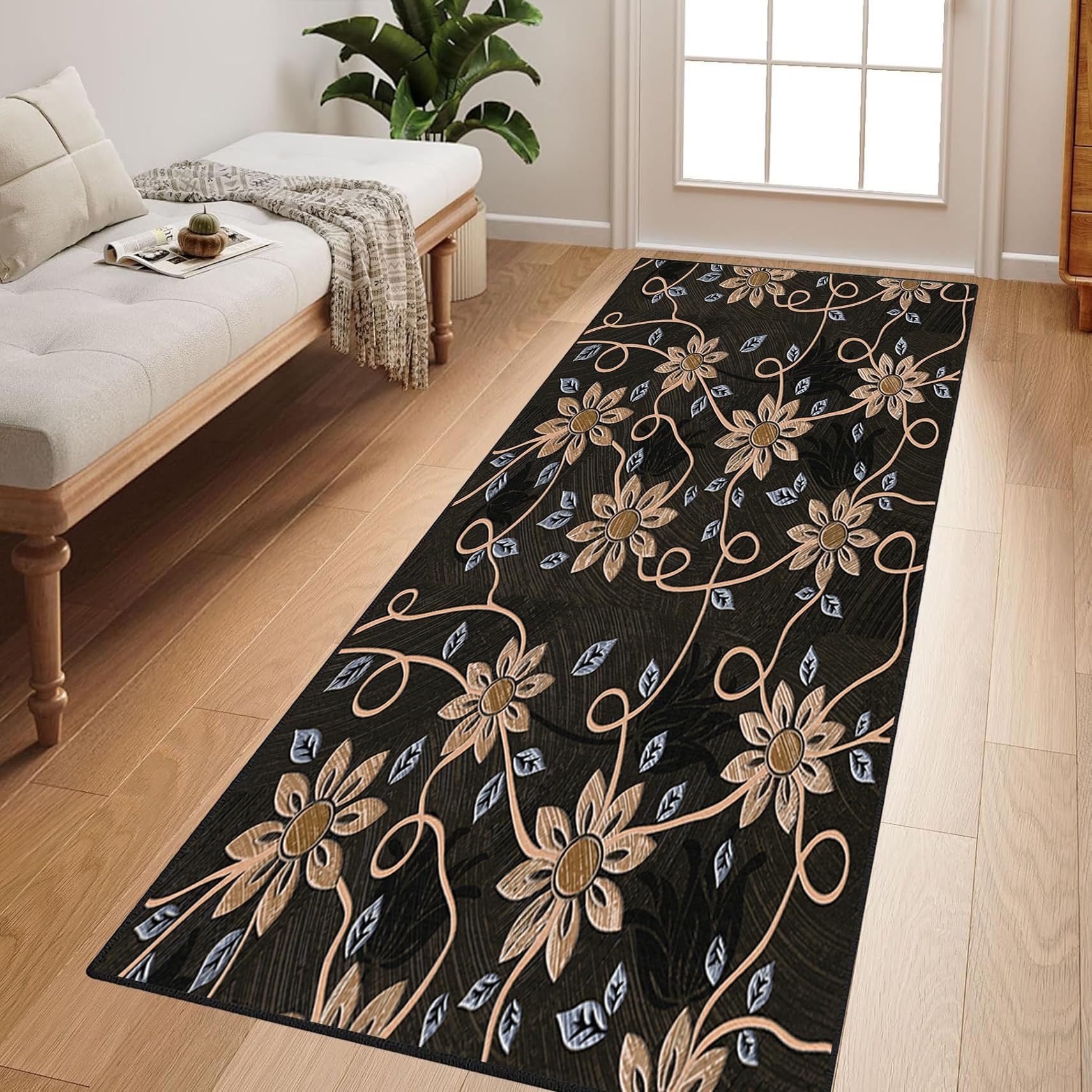 Alfombra pasillo larga de moqueta lavable y antideslizante para entrada 84x215 cm