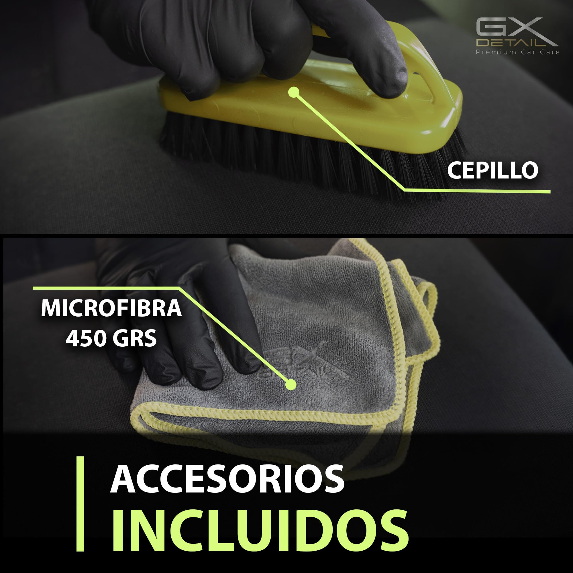 GxDetail Limpia Interiores y Tapicerías para Coche 5 Litro – Elimina Manchas, Suciedad y Olores – Fórmula Potente y Segura para Tela, Cuero y Alfombrillas – Acabado Profesional y Fácil Aplicación
