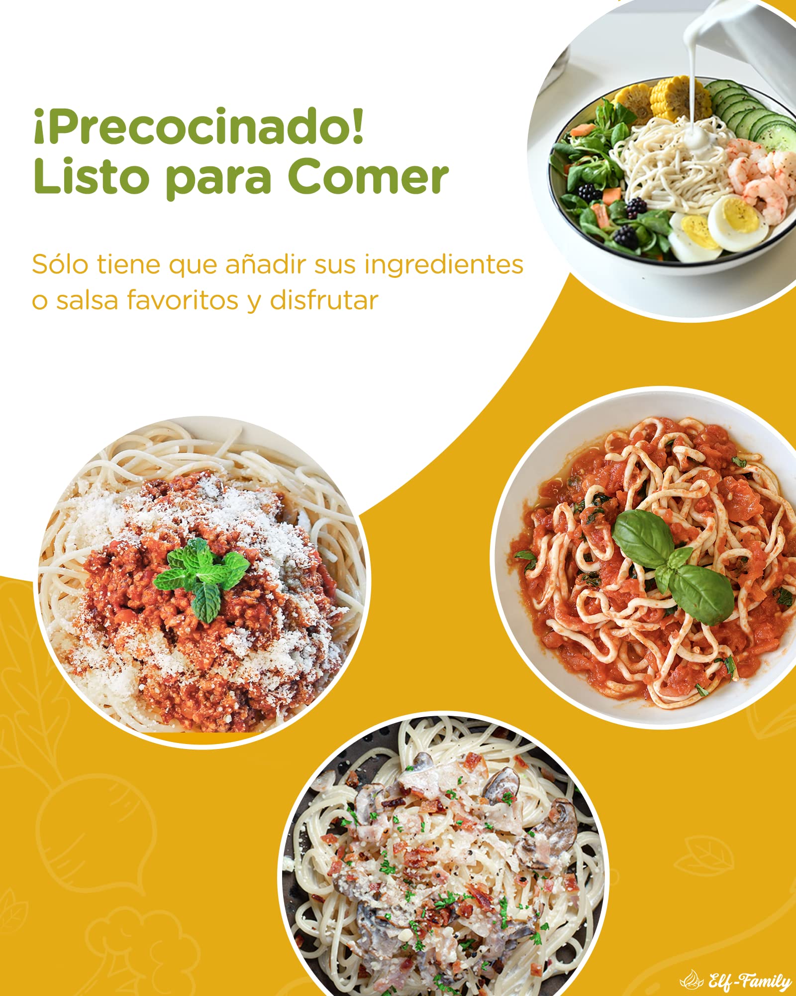 Elf-family Premium Pasta Konjac Keto de Tailandia Bajo en calorías Bajo en carbohidratos Vegano Sin gluten Fideos Konjac Noodles Shirataki Sin azúcar Mixto 240 g x6 cajas