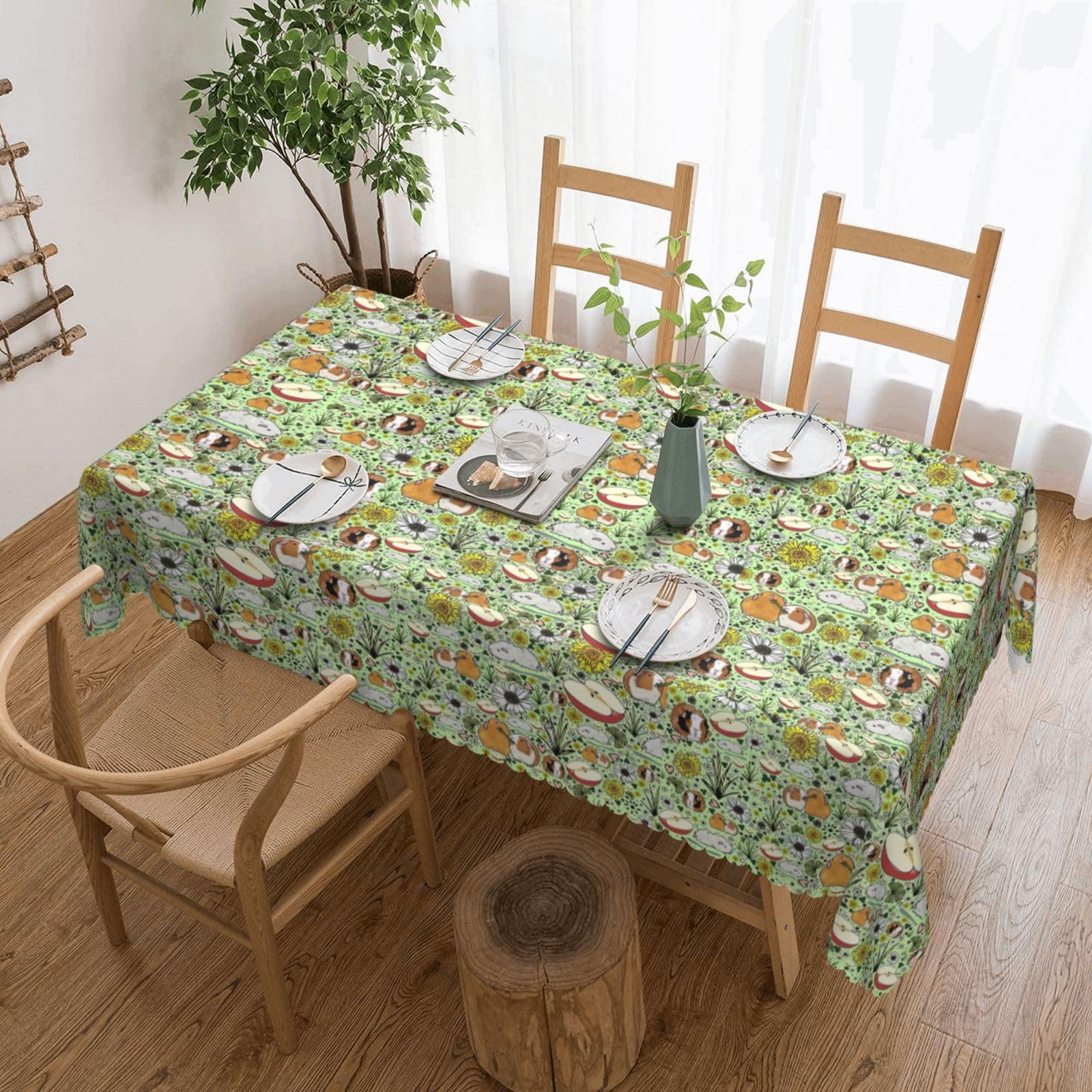 Nappe rectangulaire cochon d'Inde en tissu pour salle à manger et pique-nique