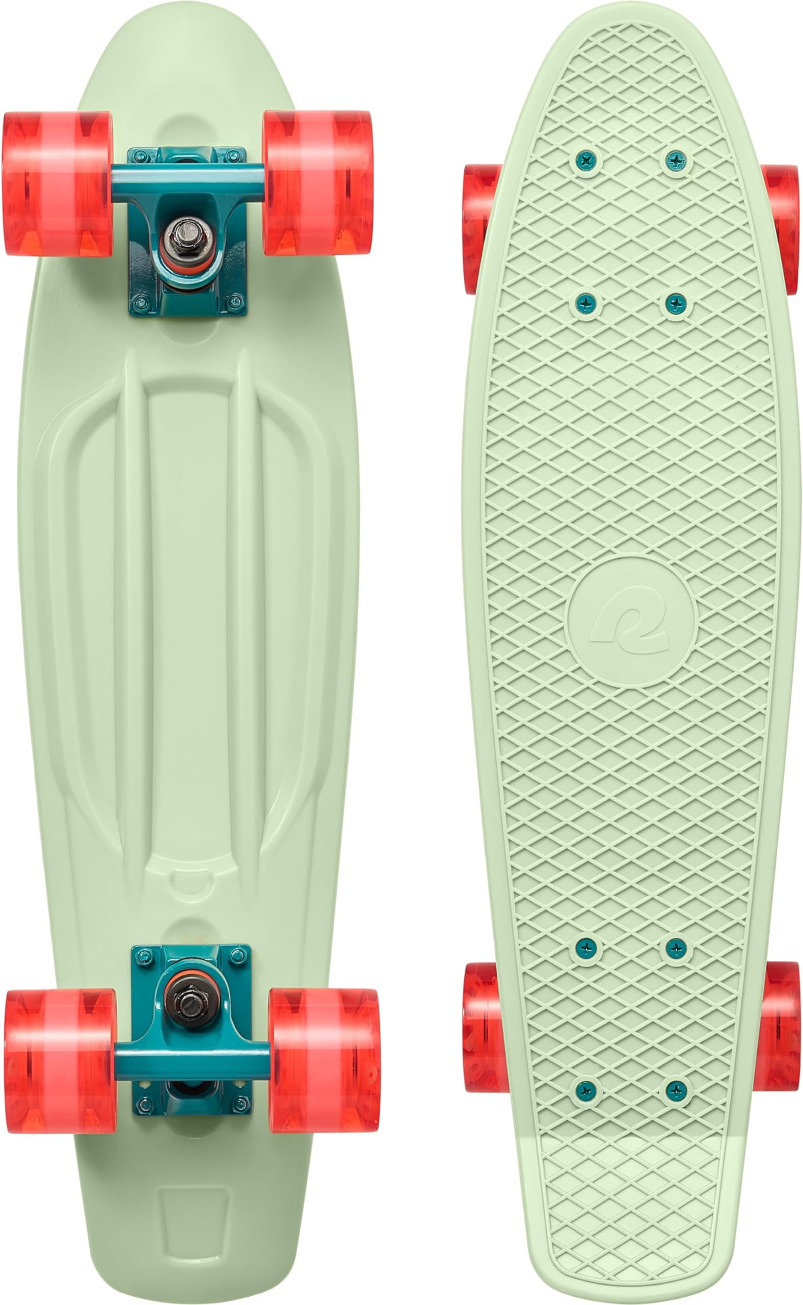 Retrospec Quip Mini Cruiser Skateboard 22.5" Classic Retro Plastic Cruiser Complete Skateboard with ABEC 7 Bearings and PU Wheels Compact Board w/Grippy, Molded Waffle Deck