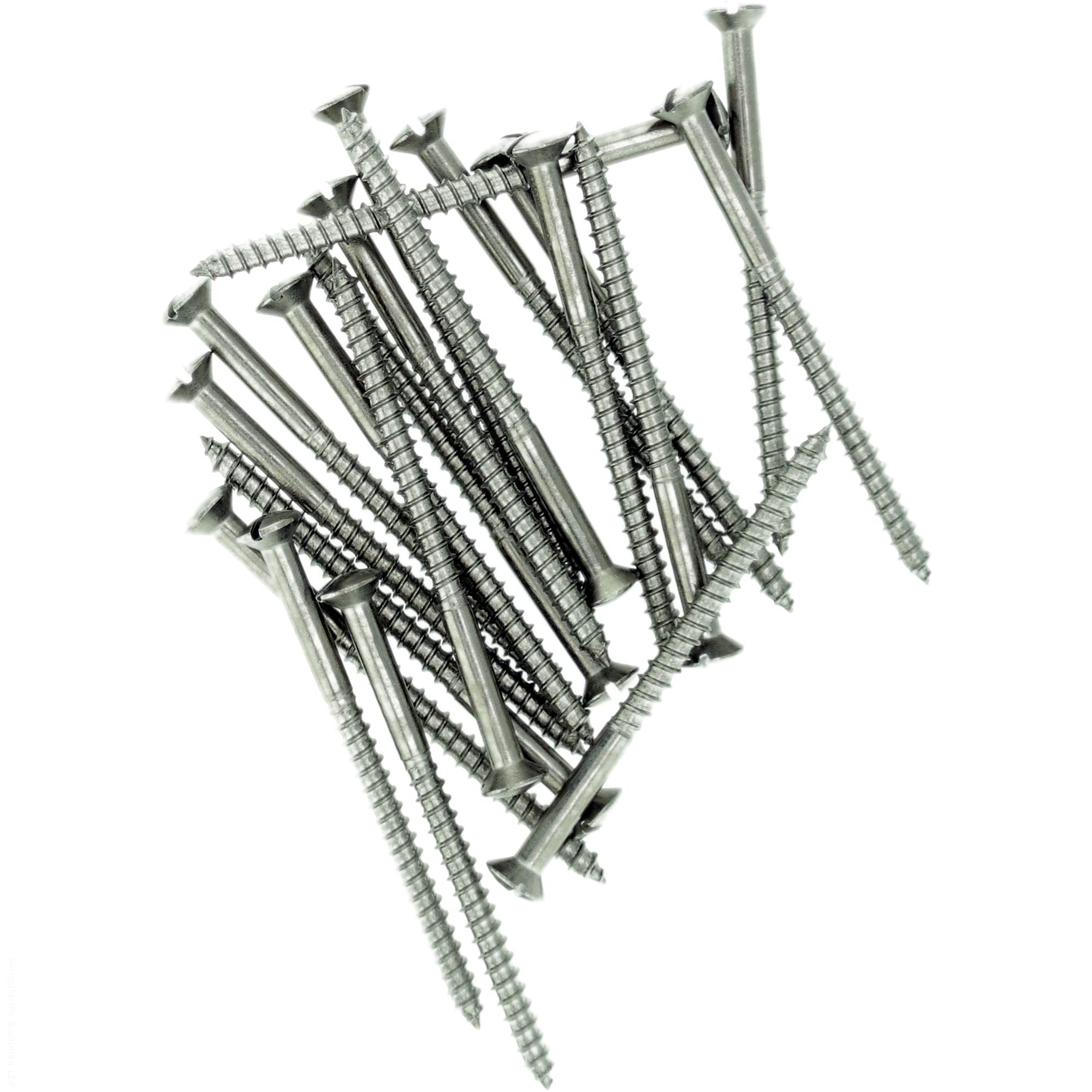 Singularity Supplies No.9 X 1.38 (4.5Mm X 35Mm) Slot Raised Countersunk Wood Screw - Stainless Steel (A2) (Pack Of 20)