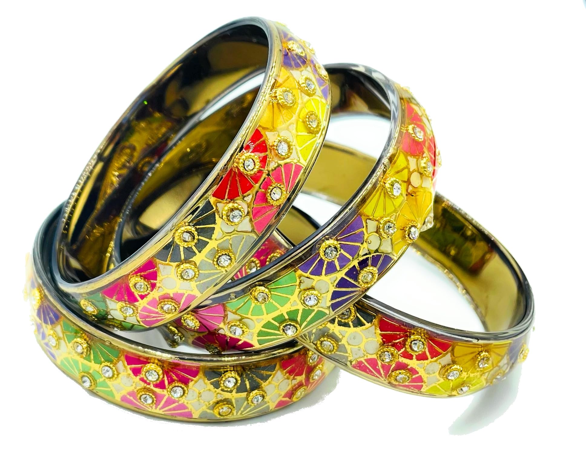 Swara Creations Traditional Bangles Set |Glass Multi color Bangles/kadas |Set of -4 |Shiny Bangles for Women & Girls(SKU255) (B0CK4RPBYB) Amazon Price History, Amazon Price Tracker