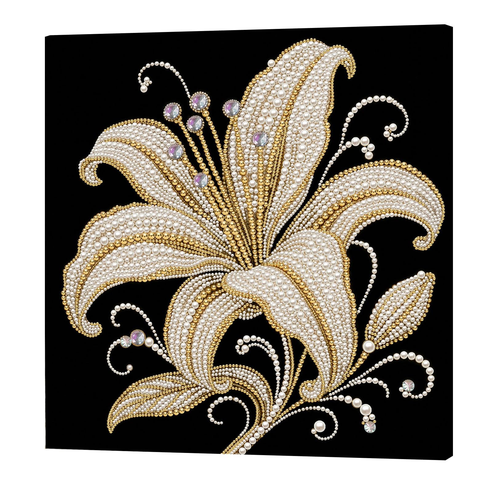 POETRYDRAW Lily DIY Pearl Painting Art Kits with Frame 11.81x11.81In Pearl Gem Paintings Picture Arts Craft for Adults Beginners Home Wall Decor