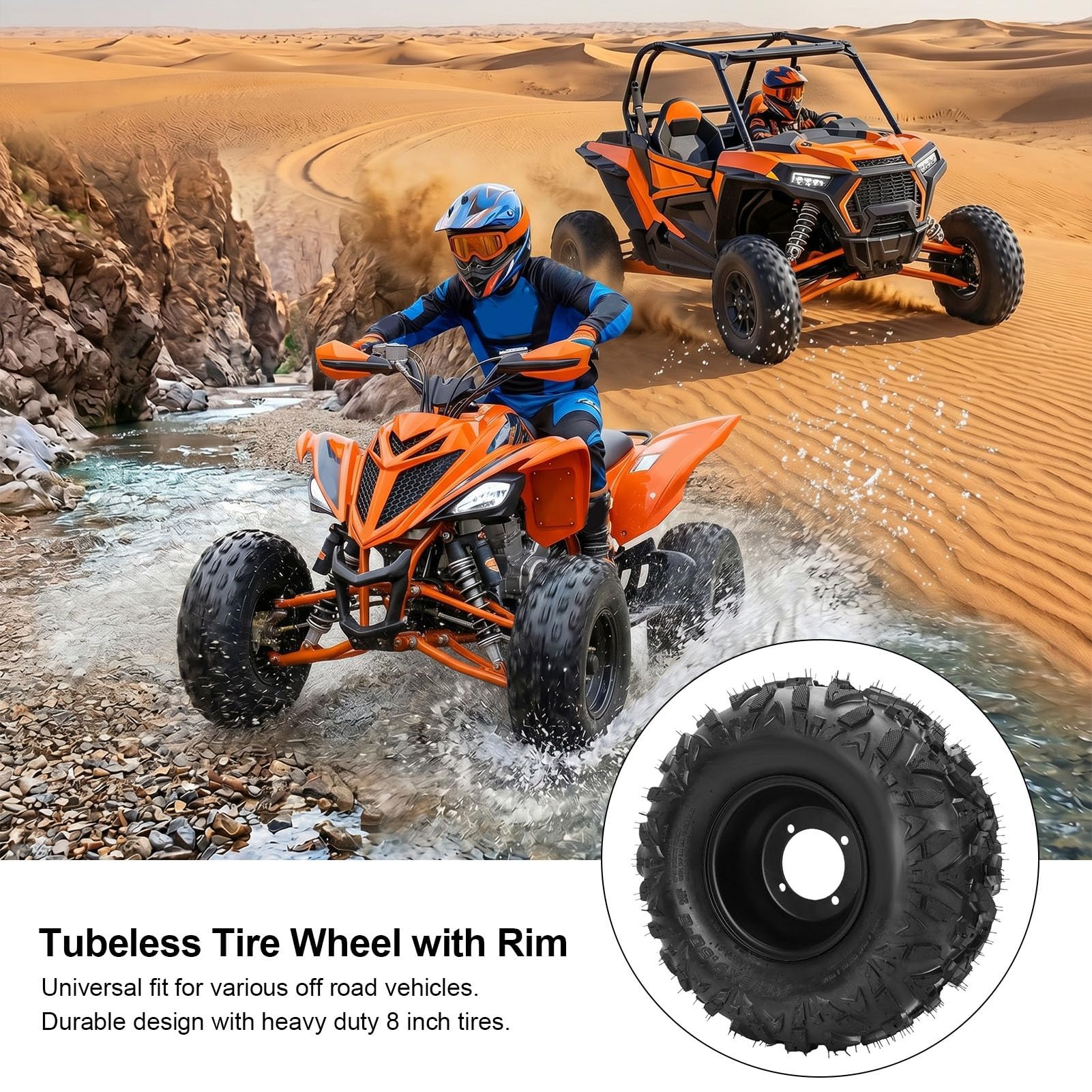 Yctze Neumático sin Cámara 18x9.50-8, Cortacésped, Rueda sin Cámara, Cortacésped, Neumático sin, Rueda, Tractor de Césped, Llanta sin, 8 Pulgadas, 4 Patrones para Carros